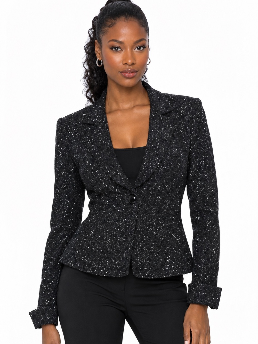 Sparkle Shimmer Glitter Black Suit Jacket